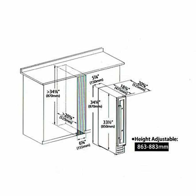 Small Wine Cooler 7 bottles for freestanding or built-in solutions