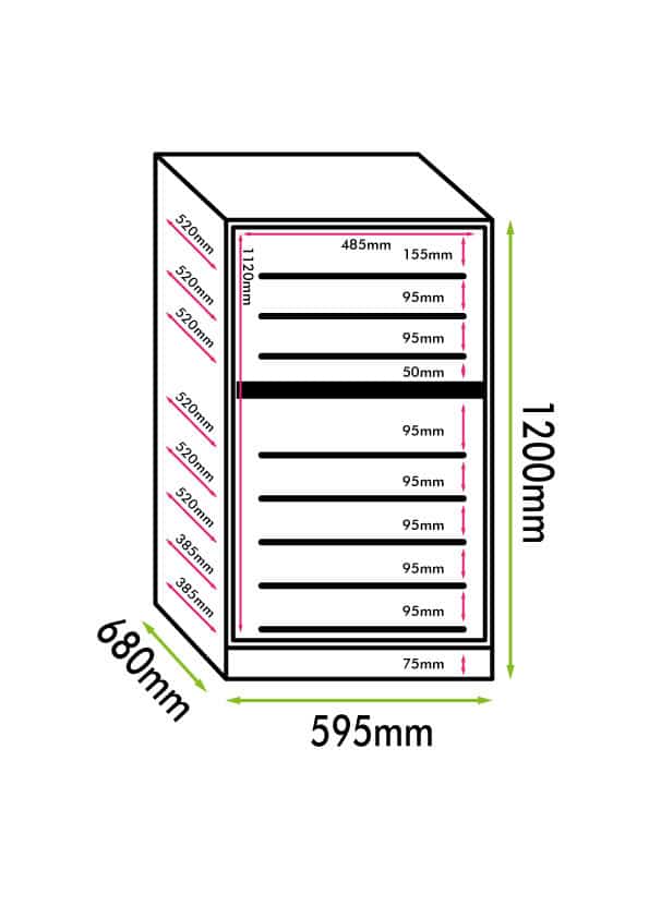 Cantinetta vino 94 bottiglie doppia temperatura CLIMATIZZATA PROFESSIONALE LINEA LUXURY (mis.1215x595x690 kg.70)