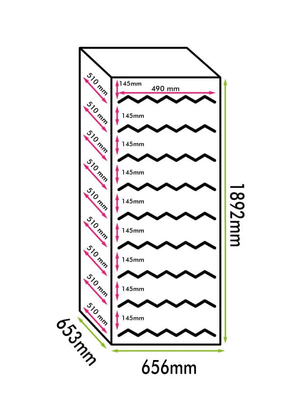 Wine refrigerator 81 Bottles, Single Temperature zone, exposure on 4 sides Flat Glass